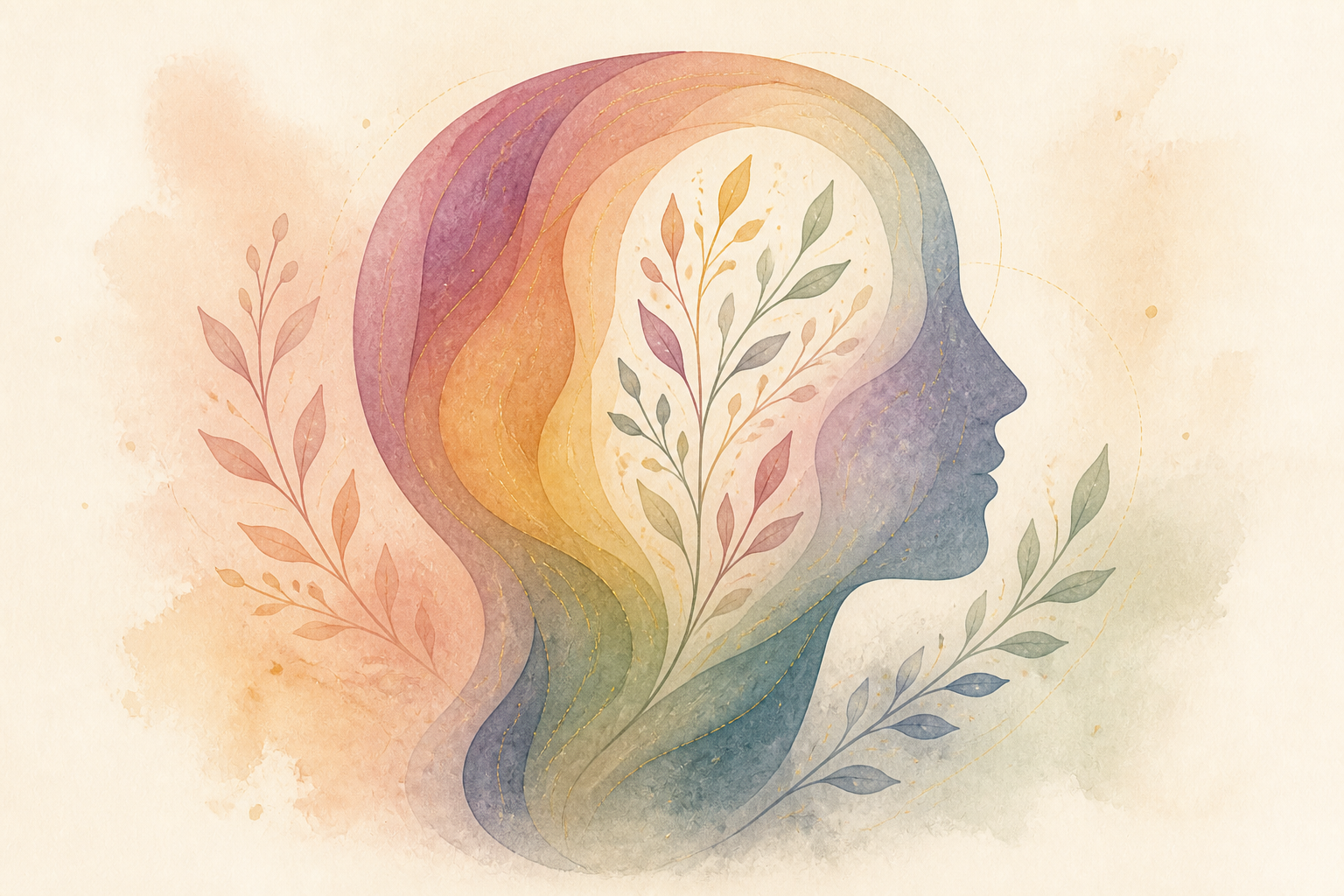 Abstract watercolour profile representing self-understanding